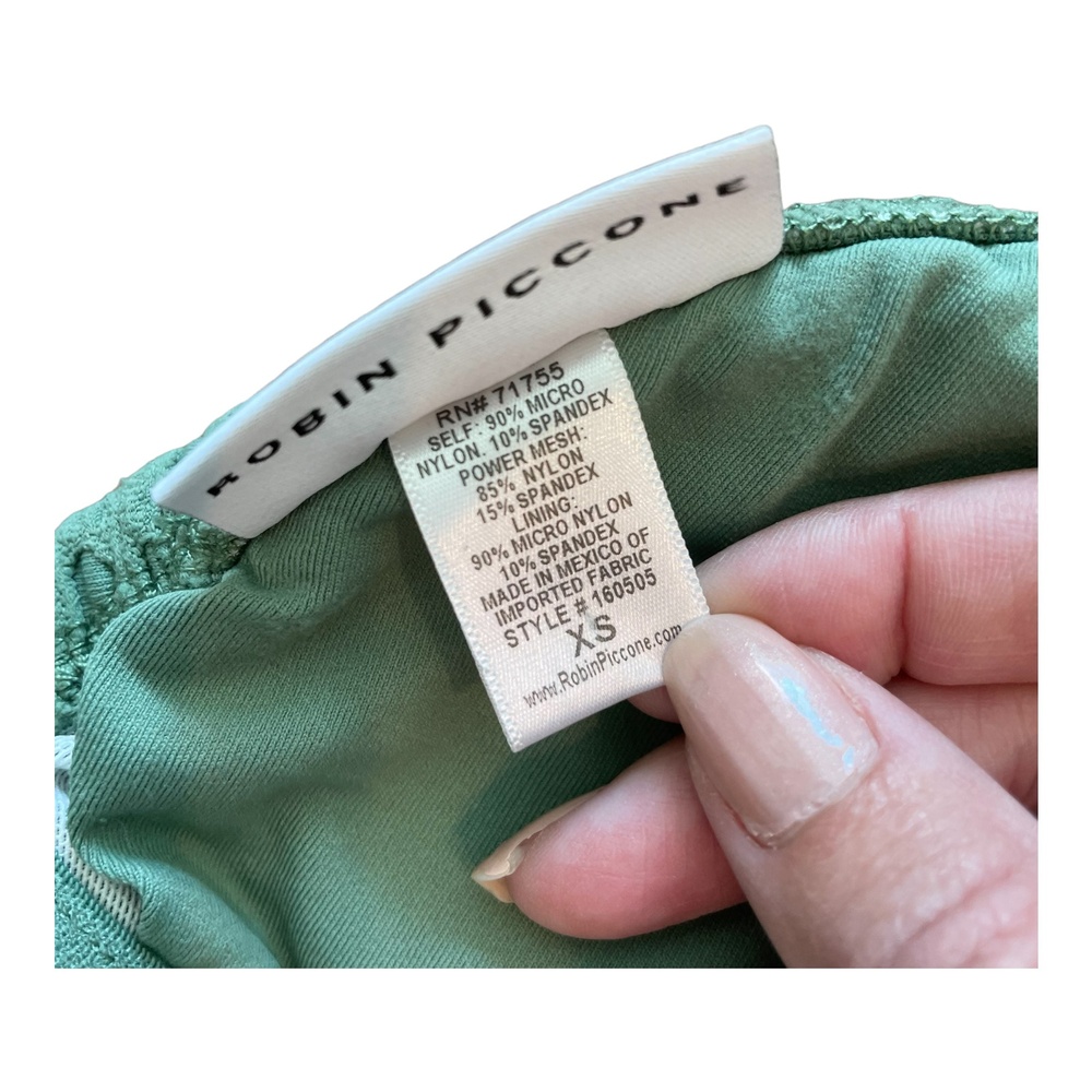 Robin Piccone Womens Sophia Crochet Halter Bikini Top Sea Green Solid Swim XS - Picture 8 of 10
